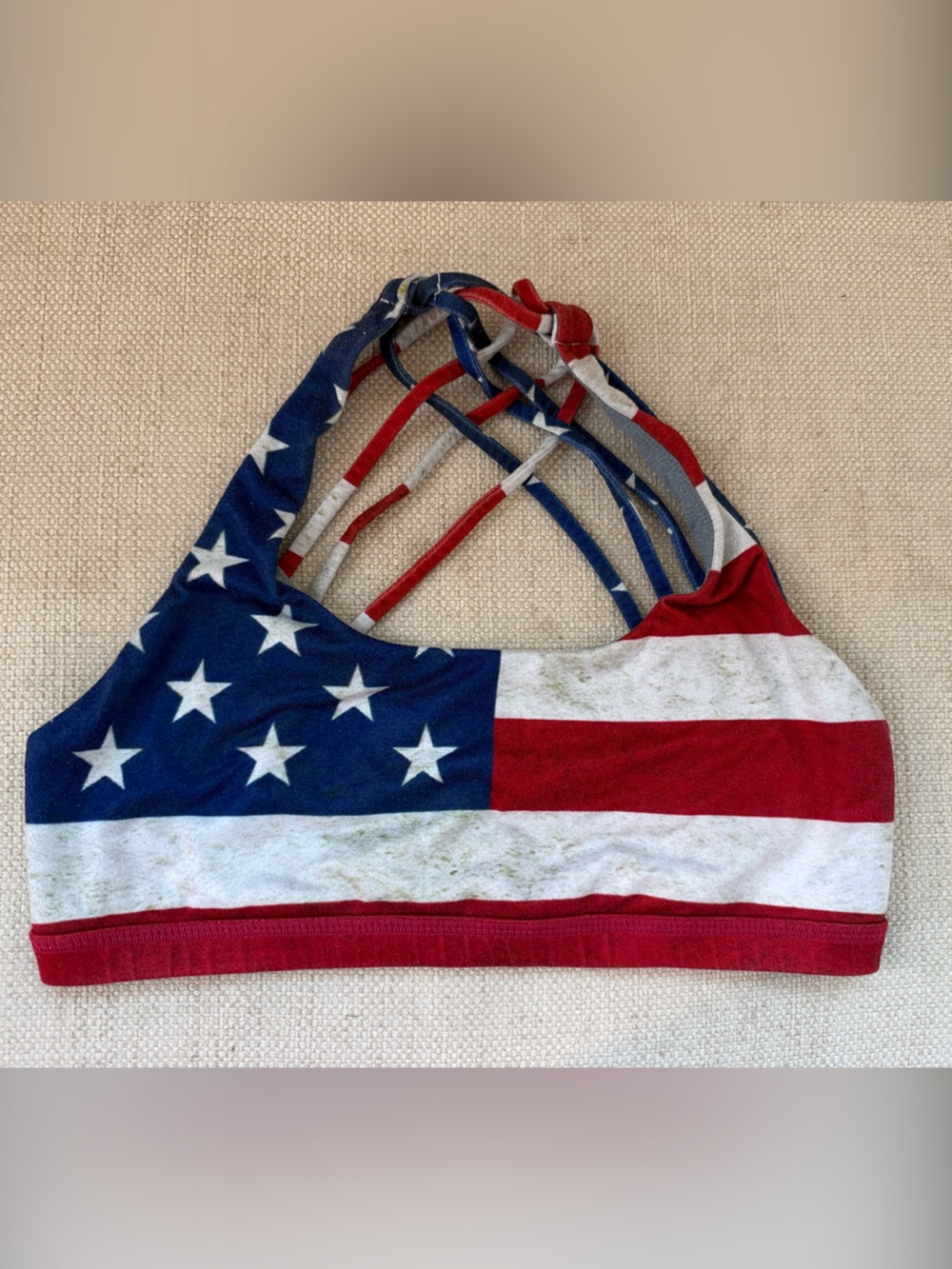 Born Primitive American Flag Strappy Sports Bra - Red, White & Blue
